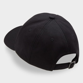 Boss Black Casual Zef Suede Logo Baseball Cap in black, rear view showing adjustable buckle fastening and six-panel construction