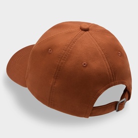 Boss Black Casual Zef Suede Logo Baseball Cap in Open Brown, rear view showing adjustable branded buckle fastening and six-panel construction
