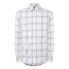 Boss Black Casual Owen Flap Pocket Check Shirt in Open White, long-sleeve check shirt with point collar, two chest flap pockets and button fastening