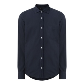 Boss Black Casual dark blue casual shirt in 100% cotton, slim fit with pointed collar and button placket, curved hem