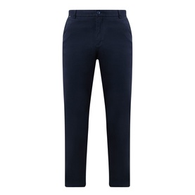 Boss Black Casual dark blue cotton casual trousers with slim fit, belt loops, and button fastening waistband