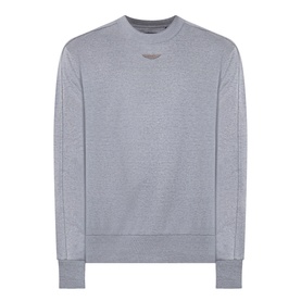 Boss Black Casual Soleri Logo Sweatshirt in Open Grey, crew neck with ribbed trims and small wing logo at chest centre