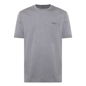 Boss Black Casual Thompson Logo T-Shirt in Open Grey, crew neck, short sleeves, tonal chest logo, ribbed cuffs, mercerised cotton finish