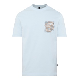 Boss Black Casual Tigerman Logo T-Shirt in Open Blue, crew neck, short sleeves, graphic logo print on chest, straight hem