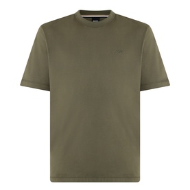 Boss Black Casual H-Taut Logo T-Shirt in Open Green, crew neck, short sleeves, tonal logo detail, straight hem, smooth cotton fabric