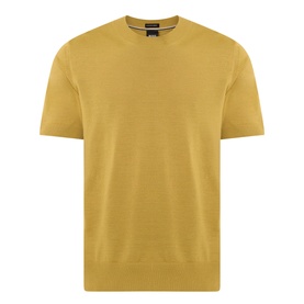 Boss Black Casual gold crew neck knit T-shirt in 100% virgin wool, short sleeves, plain finish