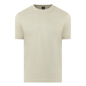 Boss Black Casual Thompson Logo T-Shirt in dark beige, crew neck, short sleeves, straight hem, small logo detail, 100% cotton