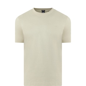 Boss Black Casual Thompson Logo T-Shirt in dark beige, crew neck, short sleeves, straight hem, small logo detail, 100% cotton