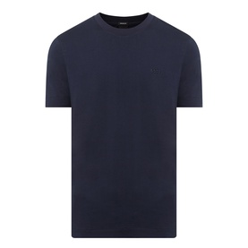 Boss Black Casual Thompson Logo T-Shirt in dark blue, crew neck, short sleeves, tonal chest logo, smooth cotton finish