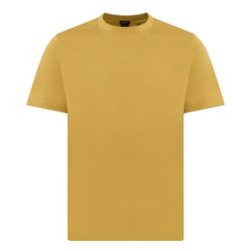 Boss Black Casual gold crew neck T-shirt in 100% cotton with tonal logo embroidery at chest