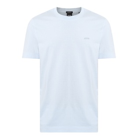 Boss Black Casual crew neck T-shirt in Open Blue, 100% cotton, with tonal chest logo, short sleeves and ribbed neckline
