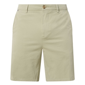 Boss Black Casual Kane Chino Shorts in Dark Beige, mid-rise slim-leg fit with belt loops, concealed fly, and clean hems