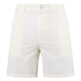 Boss Black Casual chino shorts in Open White, tailored cut with zip fly, side pockets and clean pressed finish in stretch cotton blend