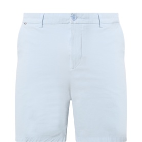 Boss Black Casual chino shorts in Open Blue, cotton-elastane blend with belt loops and zip fly, flat-front style
