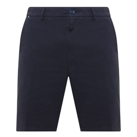 Boss Black Casual dark blue chino shorts with button waistband, slant pockets and small logo badge detail