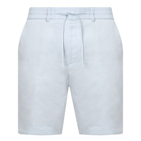 Boss Black Casual Peter C Drawstring Shorts in Open Blue, mid-rise straight-leg linen blend with elasticated drawstring waist and belt loops