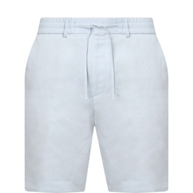 Boss Black Casual Peter C Drawstring Shorts in Open Blue, mid-rise straight-leg linen blend with elasticated drawstring waist and belt loops