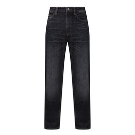 Boss Black Casual straight-leg jeans in charcoal denim, five-pocket design with contrast stitching detail