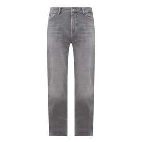 Boss Black Casual medium grey straight-leg jeans with faded wash, five-pocket styling and belt loops