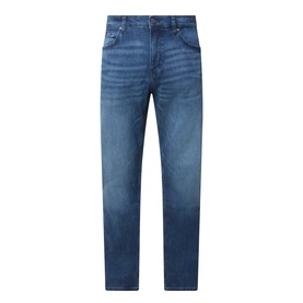 Boss Black Casual P-Re.Maine Slim-Leg Jeans in dark blue, mid-wash stretch denim, five-pocket styling, tapered leg, clean hems