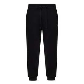 Boss Black Casual black cotton-blend joggers with elasticated drawstring waist, side logo detail, and ribbed cuffs.