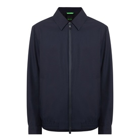 Boss Green Label dark blue casual jacket with point collar, full-length zip fastening and clean minimalist finish