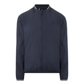 Boss Green Label dark blue casual jacket with zip fastening, ribbed collar and tipped cuffs, small chest logo