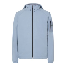 Boss Green Label Visit JT Logo Jacket in dark grey, zip-through hooded casual jacket with sleeve pocket and tonal logo badge