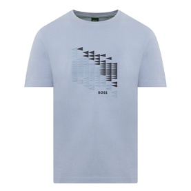 Boss Green Label Dark Grey crew neck T-shirt with abstract geometric graphic print to chest