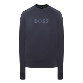 Boss Green Label Salbo Logo Sweatshirt in dark blue, crew neck, long sleeves, tonal BOSS logo, ribbed cuffs and hem