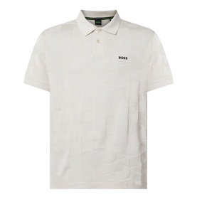 Boss Green Label light beige polo shirt with contrast logo embroidery at chest, short sleeves and classic collar