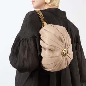 Pliss&eacute; Leather Shoulder Bag