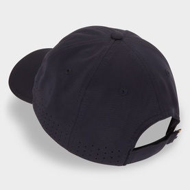 Hugo Boss Lach-Toc-N Perforated Logo Cap in dark blue, rear view showing perforated details and adjustable strap with rubberised trim.
