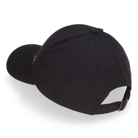 Hugo Boss black cotton baseball cap, rear view showing adjustable strap closure and structured six-panel design