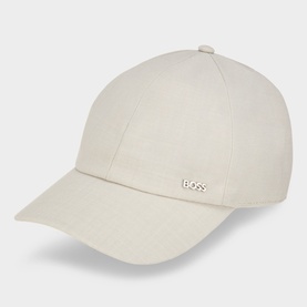 Hugo Boss Zed Logo Performance Baseball Cap in light beige, six-panel design with silver logo hardware and peaked visor