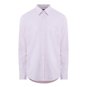 Hugo Boss Orange Relegant Tonal Logo Shirt in Medium Red, pointed collar, long sleeves, button fastenings, curved hemline