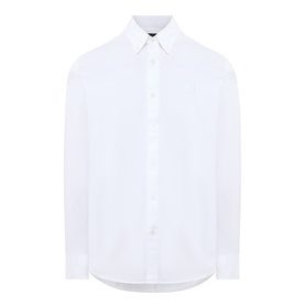 Hugo Boss Orange Ricoplus Logo Casual Shirt in white, featuring button-down collar, long sleeves, front button fastening and curved hem