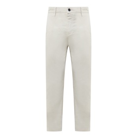 Hugo Boss Orange Overdyed Tapered-Leg Chinos in light beige, mid-rise with belt loops, concealed fly, and clean hems