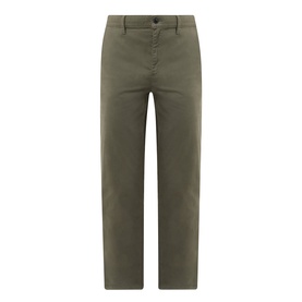 Hugo Boss Orange bright green cotton chino trousers with belt loops, zip fly, and straight-leg cut
