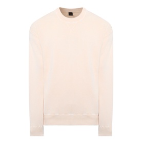 Hugo Boss Orange Akapulko Logo Relaxed Fit Sweater in light pastel orange, crew neck, long sleeves, ribbed trims, relaxed fit
