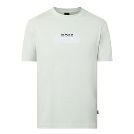 Hugo Boss Orange Open Green crew neck T-shirt with contrast BOSS logo graphic print at chest, 100% cotton