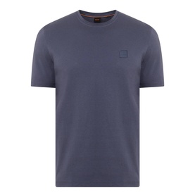 Hugo Boss Orange Tales Logo T-Shirt in dark blue, crew neck, short sleeves, small logo patch on chest, 100% cotton