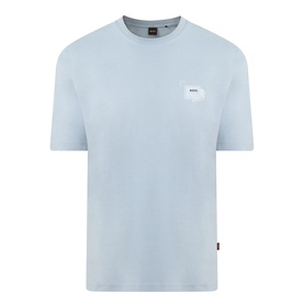 Hugo Boss Orange Te Frame Logo Back Graphic T-Shirt in Open Grey, crew neck, short sleeves, small chest logo patch detail