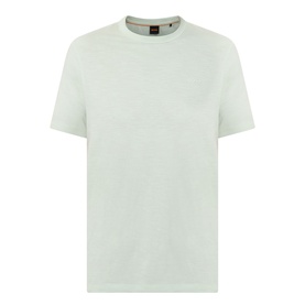Hugo Boss Orange crew neck T-shirt in Open Green, short sleeve, 100% cotton, ghost mannequin shot