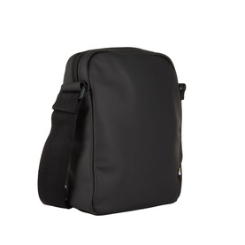 Hugo Boss Jace Messenger Bag in black polyester with gunmetal-tone hardware, adjustable crossbody strap, and front zip pocket.