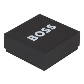 Hugo Boss B-Cilinder3 Cufflinks silver-tone gift box with BOSS branding in matte black presentation packaging