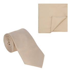 Hugo Boss Open White silk blend tie and pocket square gift set, textured weave finish