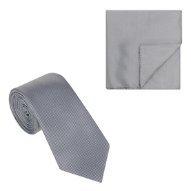 Hugo Boss dark blue silk blend tie and pocket square gift set, textured weave tie with plain folded pocket square