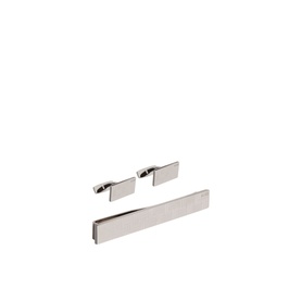 Hugo Boss B-Texture Logo Cufflinks & Tie Clip Gift Set in silver-tone brass, featuring textured rectangular design with engraved logo detailing