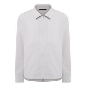 Hugo Boss light beige virgin wool zip-through jacket with spread collar and front chest pockets